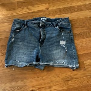 Ava & Viv Distressed Denim Shorts - Blue